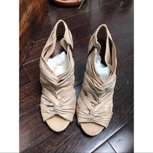 All saints Imogen nude leather wrap heels booties